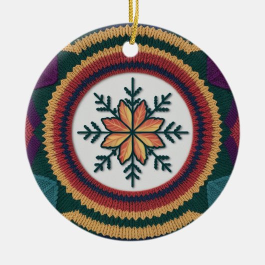 Knitted Fall Leaf Snowflake Pattern Christmas  Keramisch Ornament (Voorkant)