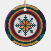 Knitted Fall Leaf Snowflake Pattern Christmas  Keramisch Ornament (Achterkant)
