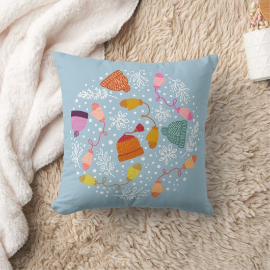 Knitted Hats and Mittens Winter Set Kussen (Deken)