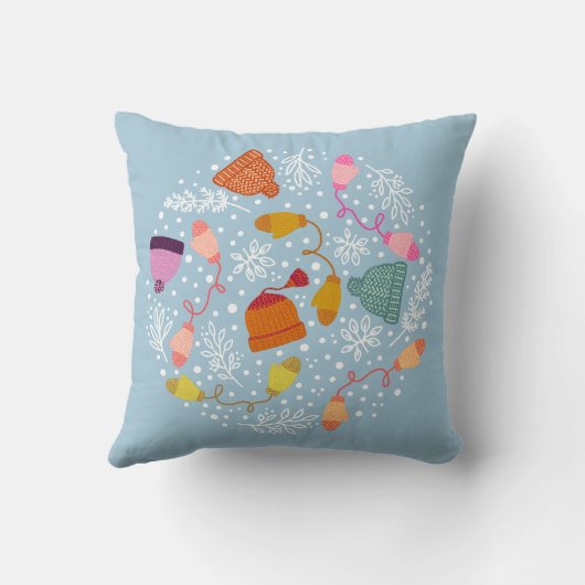 Knitted Hats and Mittens Winter Set Kussen (Achterkant)