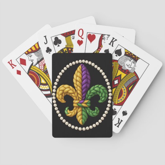 KNITTED LOOK MARDI GRAS FLEUR DE LIS POKERKAARTEN (Achterkant)