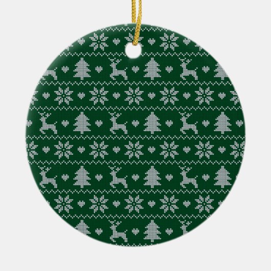 Knitted seamless Christmas pattern Keramisch Ornament (Voorkant)