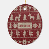 Knitted Sweater Pattern Classic Red & Cream Fair  Keramisch Ornament (Links)