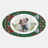 Knitted Sweater Pattern Photo Ovale Sticker (Voorkant)