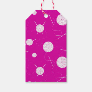 Knitter Balls van Yarn Pink White Cadeaulabel