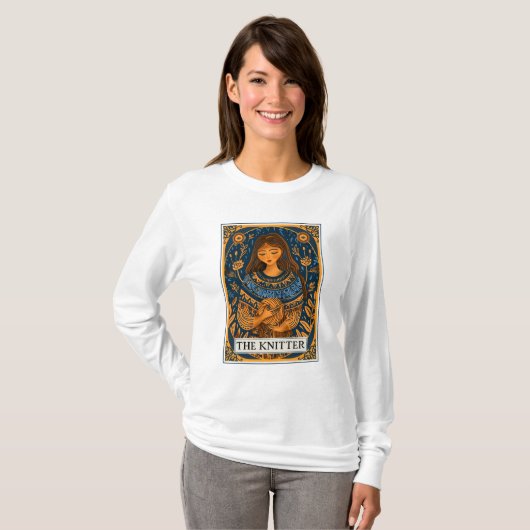 Knitter Breien Tarot Thema T-shirt (Voorkant volledig)