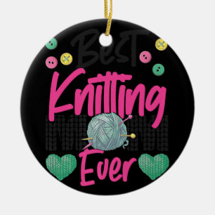 Knitter die de snijmachine breekt, gebeurt keramisch ornament