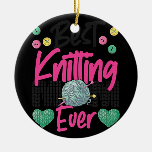 Knitter die de snijmachine breekt, gebeurt keramisch ornament (Voorkant)