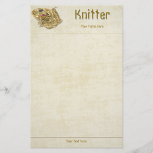 Knitter - Hand Knit Tan Chenille Yarn - Sjabloon Briefpapier