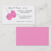 Knitter Pink Cute Yarn Balls & Needles #makers Visitekaartje (Voorkant / Achterkant)