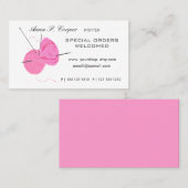 Knitter Pink Cute Yarn Balls & Needles #makers Visitekaartje (Voorkant / Achterkant)