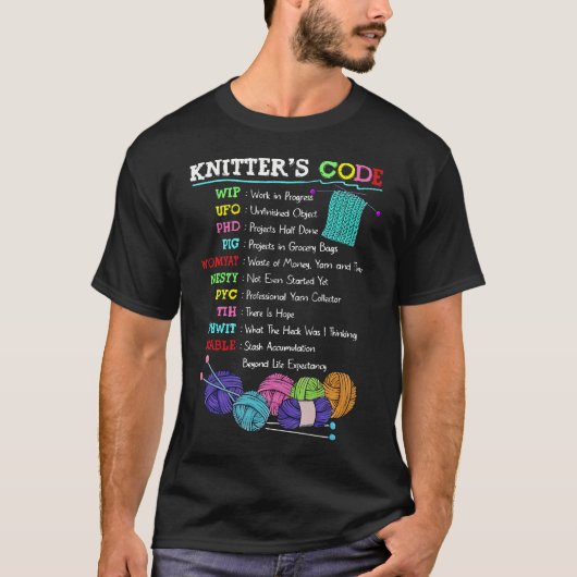 Knitter'S Code Knitting Crocheting Sewer Sewing Ya T-shirt (Voorkant)