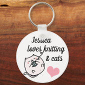 Knitters en kat luiken die speciaal zijn gepersona sleutelhanger (Voorkant)