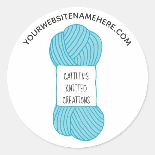 Knitters Fiber Arts Blauwe streng garen Ronde Sticker (Voorkant)