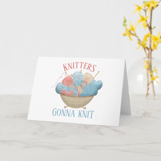 Knitters Knit Funny Knitting Lover Casual Kaart (Gele Bloem)