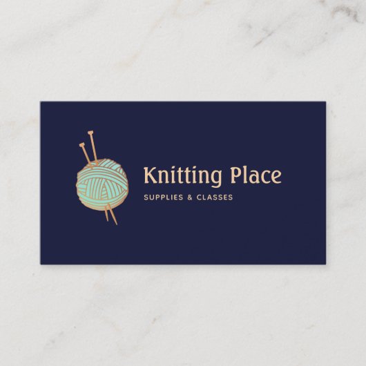 Knitters Knitting Yarn Ball Logo Visitekaartje (Voorkant)