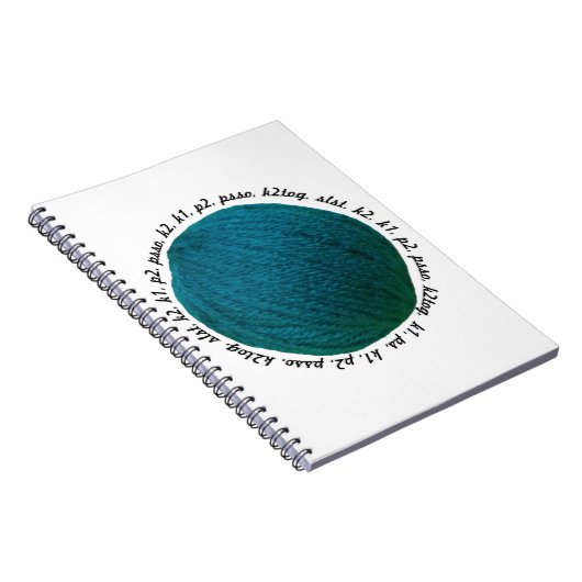Knitters Lingo Yarn Ball Blauwgroen Notitieboek (Rechterzijde)