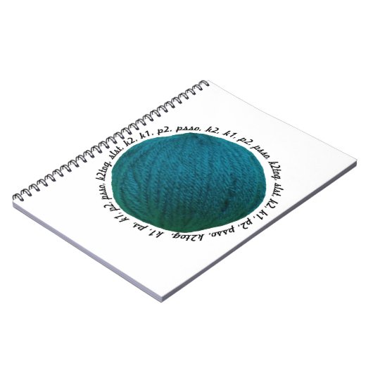 Knitters Lingo Yarn Ball Blauwgroen Notitieboek (Linkerzijde)