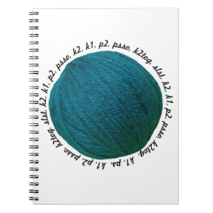 Knitters Lingo Yarn Ball Blauwgroen Notitieboek