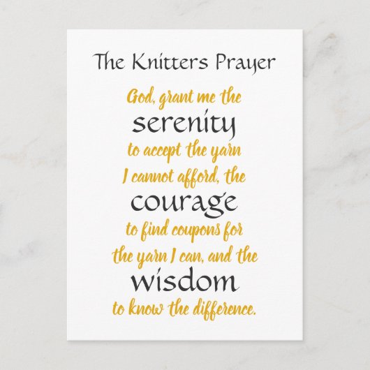 Knitters Prayer Funny Briefkaart (Voorkant)