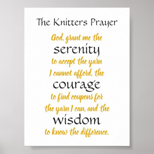 Knitters Prayer Funny Poster (Voorkant)
