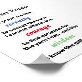 Knitters Prayer Serenity Joke Poster (Hoek)