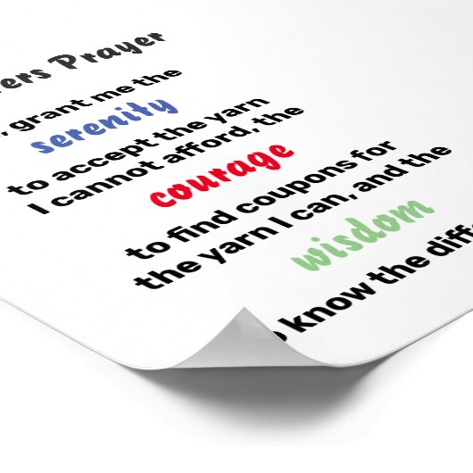 Knitters Prayer Serenity Joke Poster (Hoek)