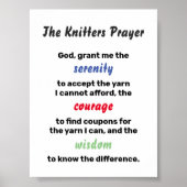Knitters Prayer Serenity Joke Poster (Voorkant)