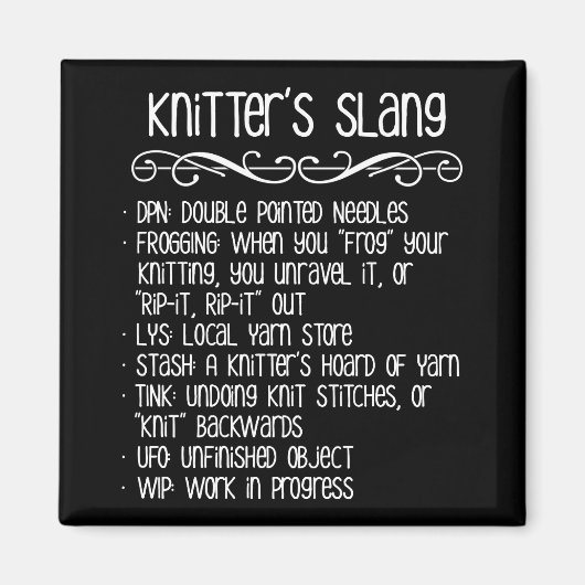 Knitter's Slang Funny Knitting Magneet (Voorkant)