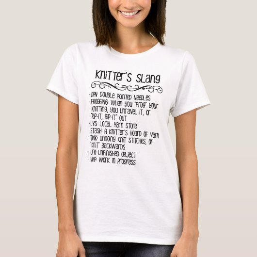 Knitter's Slang Funny Knitting T-shirt (Voorkant)