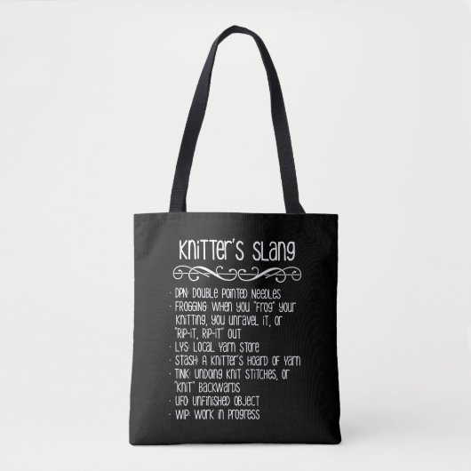 Knitter's Slang Funny Knitting Tote Bag (Voorkant)