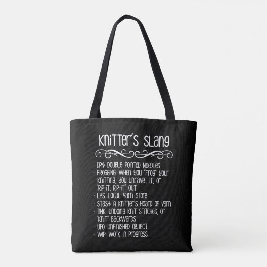 Knitter's Slang Funny Knitting Tote Bag (Achterkant)