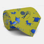 Knitters Stropdas Garnenaaltjes blauw patroon (Opgerold)