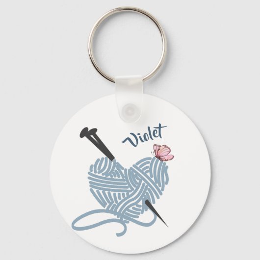 Knitting and Yarn Lovers Personalized Sleutelhanger (Voorkant)