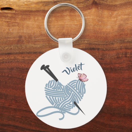 Knitting and Yarn Lovers Personalized Sleutelhanger (Achterkant)