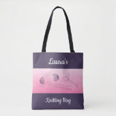 Knitting Bag, persoonlijk, Paars en roze Tote Bag (Voorkant)