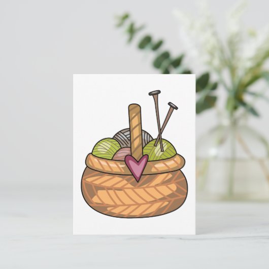 Knitting Basket Briefkaart (Staand voorkant)