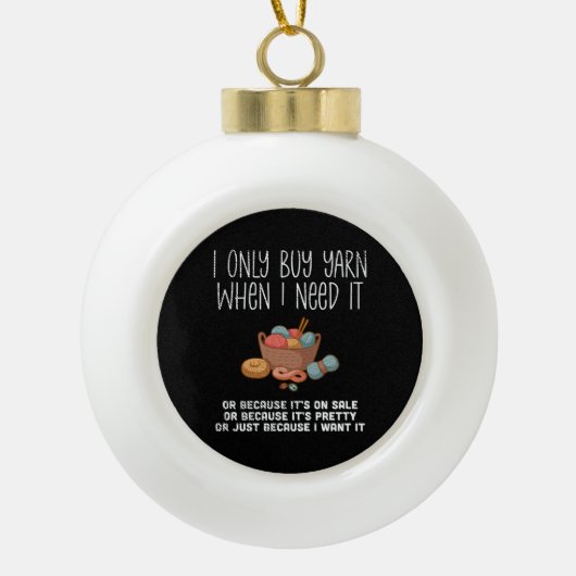 Knitting Basket Keramische Bal Ornament (Voorkant)