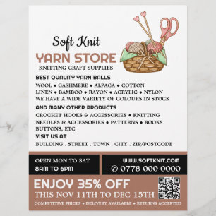Knitting Basket, Knitting Store, Garn Store Flyer