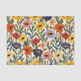 Knitting Botanical Pattern Pastel Vintage Colours Tissuepapier