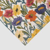 Knitting Botanical Pattern Pastel Vintage Colours Tissuepapier (Detail)