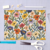 Knitting Botanical Pattern Pastel Vintage Colours Tissuepapier (Craft)