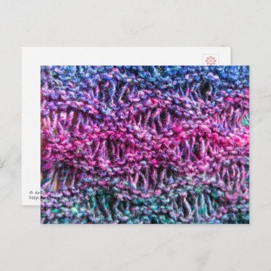 Knitting briefkaart - hete roze, blauw, groen (Voorkant / Achterkant)