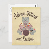 Knitting Cat Briefkaart (Voorkant / Achterkant)
