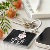 Knitting Cat Shirt Knitting Lover Cat Lover I Love Sleutelhanger (Voorkant Rechts)