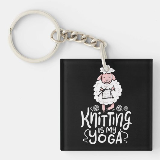 Knitting Cat Shirt Knitting Lover Cat Lover I Love Sleutelhanger (voorkant)