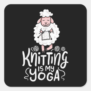 Knitting Cat Shirt Knitting Lover Cat Lover I Love Vierkante Sticker