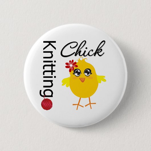 Knitting Chick 2 Ronde Button 5,7 Cm (Voorkant)