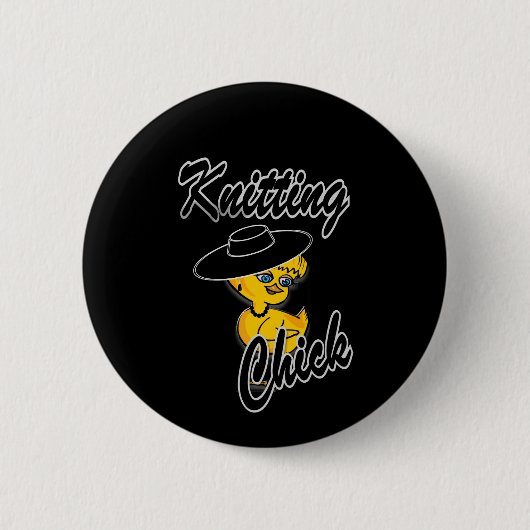Knitting Chick #4 Ronde Button 5,7 Cm (Voorkant)