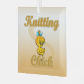 Knitting Chick Glas Ornament (Voorkant links)